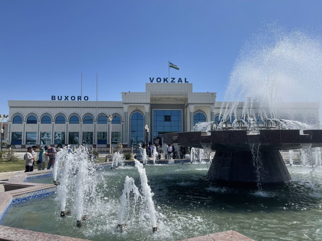 Fountains outside Bukhara station